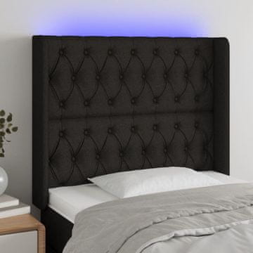 Vidaxl vidaXL Vzglavje postelje z LED diodo črno 103x16x118/128 cm blago