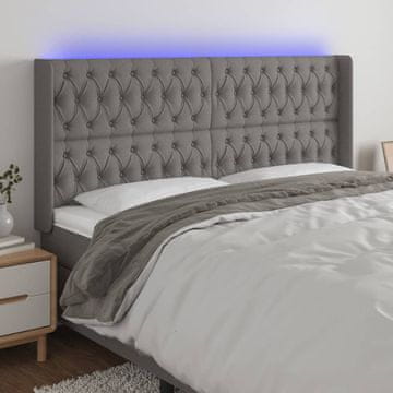 Vidaxl vidaXL Vzglavje postelje z LED diodo temno sivo 183x16x118/128 cm blago