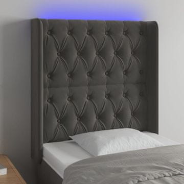 Vidaxl vidaXL Vzglavje postelje z LED diodo temno sivo 83x16x118/128 cm žamet