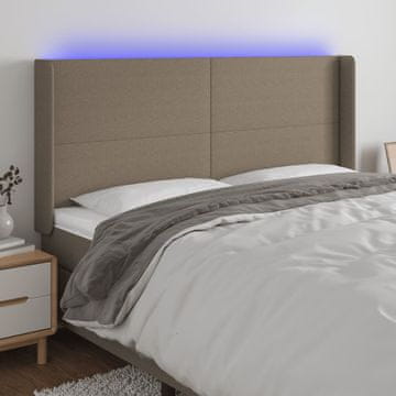 Vidaxl vidaXL Vzglavje postelje z LED diodo, sivo-rjavo, 203x16x118/128 cm, blago