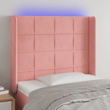 Vidaxl vidaXL Vzglavje postelje z LED svetlo roza 83x16x118/128 cm žamet