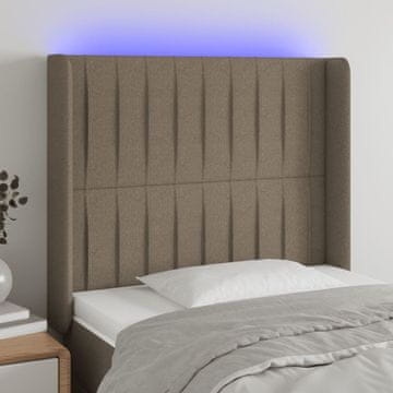 Vidaxl vidaXL LED vzglavje postelje, sivo-rjavo, 83x16x118/128 cm, blago