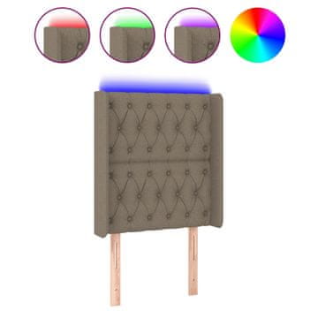 Vidaxl LED posteljno vzglavje taupe 83x16x118/128 cm blago