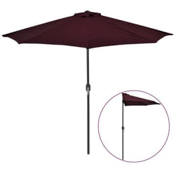 Vidaxl Balkonski senčnik z aluminijastim drogom bordo 270x144x222 cm