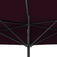 Vidaxl Balkonski senčnik z aluminijastim drogom bordo 300x150x253 cm