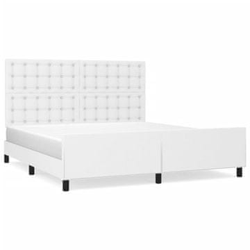 Vidaxl Posteljni okvir z vzglavjem bel 160x200 cm umetno usnje