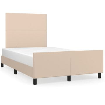 Vidaxl Posteljni okvir z vzglavjem kapučino 120x200 cm umetno usnje