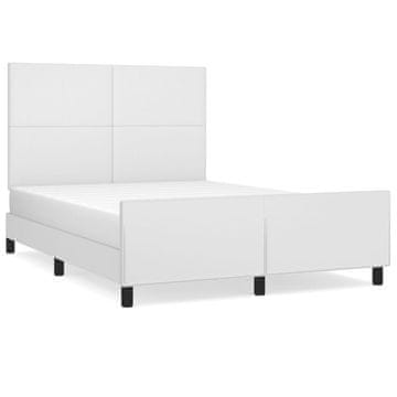 Vidaxl Posteljni okvir z vzglavjem bel 140x190 cm umetno usnje