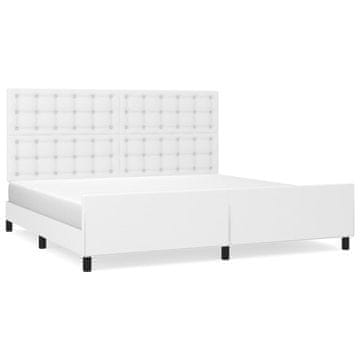 Vidaxl Posteljni okvir z vzglavjem bel 200x200 cm umetno usnje