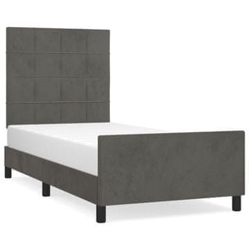 Vidaxl Posteljni okvir brez vzmetnice temno siv 100x200 cm žamet