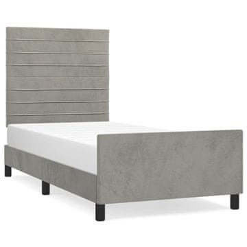 Vidaxl Posteljni okvir brez vzmetnice svetlo siv 90x200 cm žamet