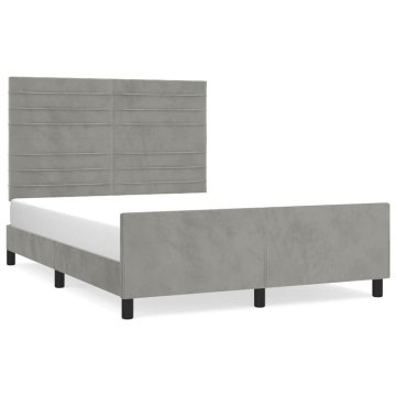 Vidaxl Posteljni okvir brez vzmetnice svetlo siv 140x190 cm žamet
