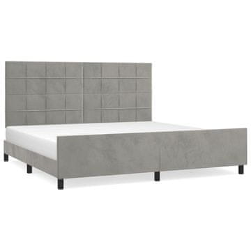 Vidaxl Posteljni okvir brez vzmetnice svetlo siv 200x200 cm žamet