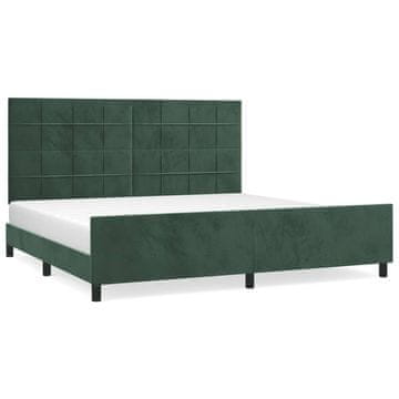 Vidaxl Posteljni okvir brez vzmetnice temno zelen 200x200 cm žamet