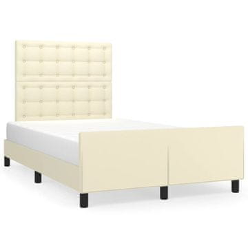Vidaxl Posteljni okvir z vzglavjem krem 120x200 cm umetno usnje