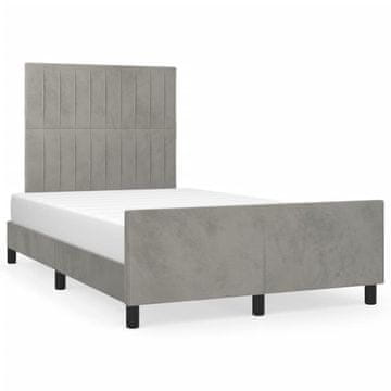 Vidaxl Posteljni okvir brez vzmetnice svetlo siv 120x200 cm žamet