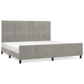 Vidaxl Posteljni okvir brez vzmetnice svetlo siv 200x200 cm žamet