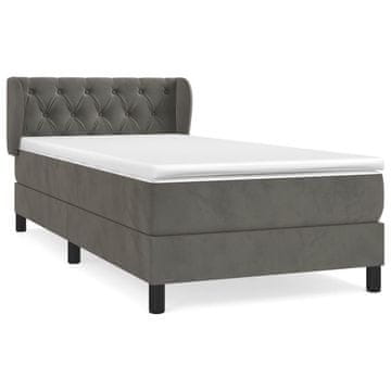 Vidaxl Box spring postelja z vzmetnico temno siva 80x200 cm žamet