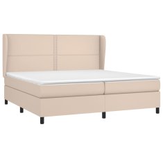 Vidaxl Box spring postelja z vzmetnico kapučino 200x200 cm um. usnje