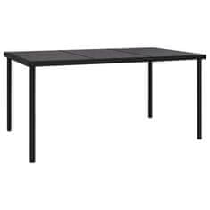 Vidaxl Vrtna miza s stekleno površino črna 150x90x74 cm jeklo