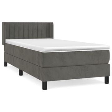 Vidaxl Box spring postelja z vzmetnico temno siva 80x200 cm žamet