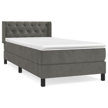 Vidaxl Box spring postelja z vzmetnico temno siva 80x200 cm žamet