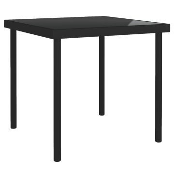 Vidaxl Vrtna jedilna miza črna 80x80x72 cm steklo in jeklo