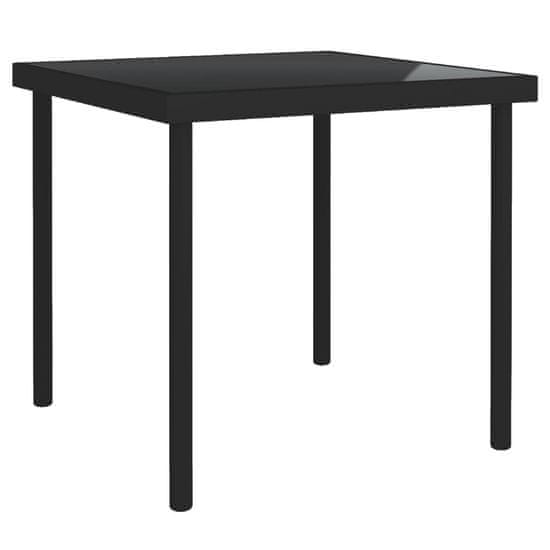 Vidaxl Vrtna jedilna miza črna 80x80x72 cm steklo in jeklo