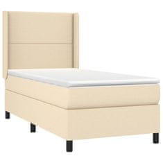 Vidaxl Box spring postelja z vzmetnico krem 80x200 cm blago