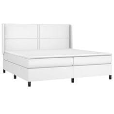 Vidaxl Box spring postelja z vzmetnico bela 200x200 cm umetno usnje