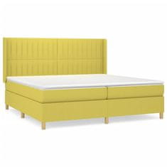Vidaxl Box spring postelja z vzmetnico zelen 200x200 cm blago
