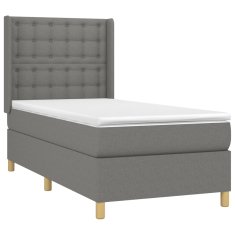Vidaxl Box spring postelja z vzmetnico temno siva 90x190 cm blago