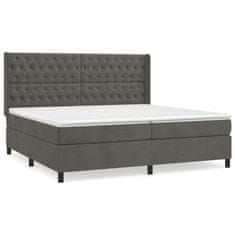 Vidaxl Box spring postelja z vzmetnico temno siva 200x200 cm žamet