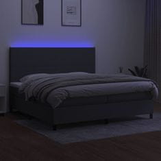 Vidaxl Box spring postelja z vzmetnico LED temno siva 200x200 cm blago