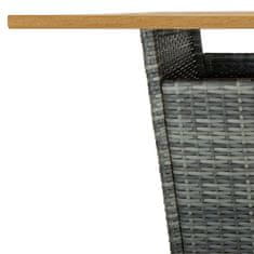 Vidaxl Barska miza siva 80x80x110 cm poli ratan in trden akacijev les