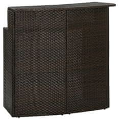 Vidaxl Vrtna barska miza rjava 120x55x110 cm poli ratan