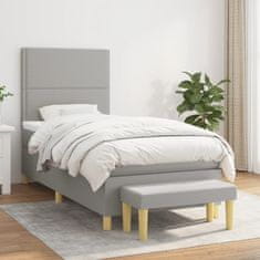 Vidaxl Box spring postelja z vzmetnico svetlo siva 80x200 cm blago