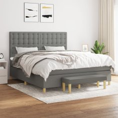 Vidaxl Box spring postelja z vzmetnico temno siva 180x200 cm blago