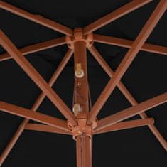 Greatstore Zunanji senčnik z lesenim drogom črn 270 cm