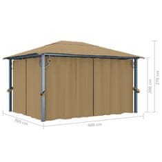 Vidaxl Paviljon z zaveso 400x300 cm taupe aluminij