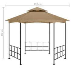 Vidaxl Paviljon s stranicami 3,1x2,7 m taupe