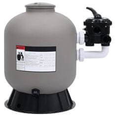 Greatstore Peščeni filter za bazen s stranskim nosilcem 6-smerni ventil siv