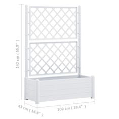 Vidaxl Vrtno cvetlično korito z oporno mrežo 100x43x142 cm PP belo