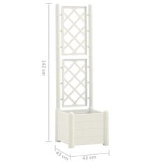 Vidaxl Vrtno cvetlično korito z oporno mrežo 43x43x142 cm PP belo