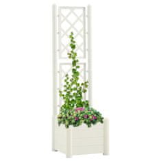 Vidaxl Vrtno cvetlično korito z oporno mrežo 43x43x142 cm PP belo