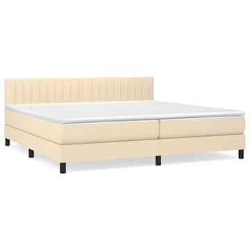 Vidaxl Box spring postelja z vzmetnico krem 200x200 cm blago