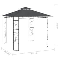 Vidaxl Paviljon 3x3x2,7 m antraciten 160 g/m2