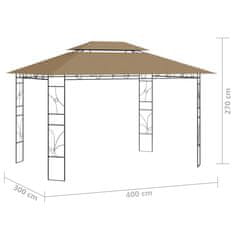 Vidaxl Paviljon 4x3x2,7 m taupe 160 g/m2