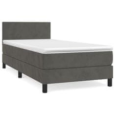 Vidaxl Box spring postelja z vzmetnico temno siva 90x200 cm žamet