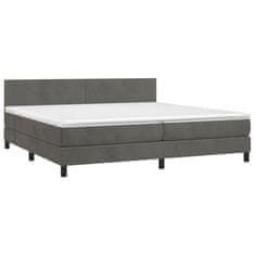 Vidaxl Box spring postelja z vzmetnico temno siva 200x200 cm žamet